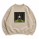 Roronoa Zoro large boxed embroidery oversize sweatshirt, Beige, S (warm)