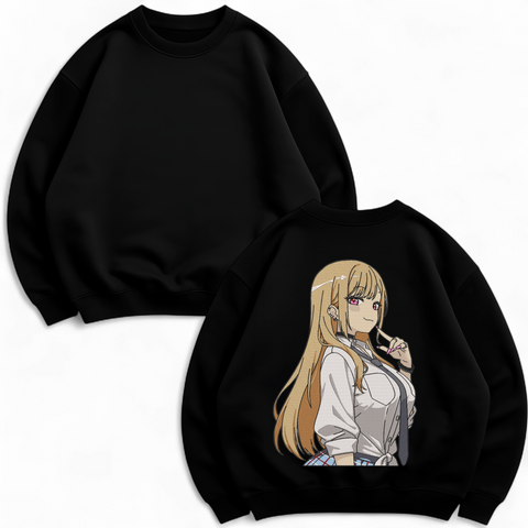 Marin Kitagawa large embroidery v3 oversize sweatshirt, Black, S (warm)