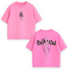 Shadow large embroidery oversize t-shirt, Pink, XS