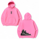 Berserk mountain large embroidery oversize hoodie, Pink, S (warm)