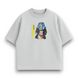 Rebecca Cyberpunk oversize t-shirt, light gray, XS