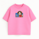 Luffy fingers boxed oversize t-shirt, Pink, XS