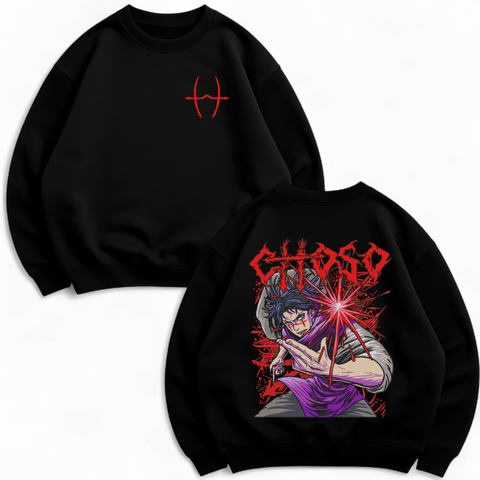 Choso large embroidery v2 oversize sweatshirt, Black, S (warm)