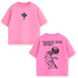 Jesus Jojo large embroidery oversize t-shirt, Pink, XS