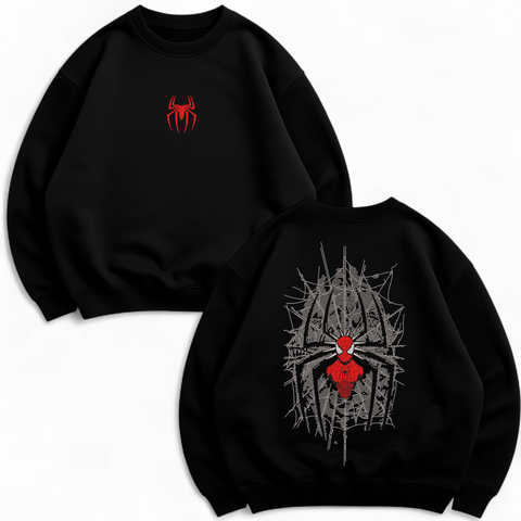 Spider-Man large embroidery oversize sweatshirt, Black, S (warm)