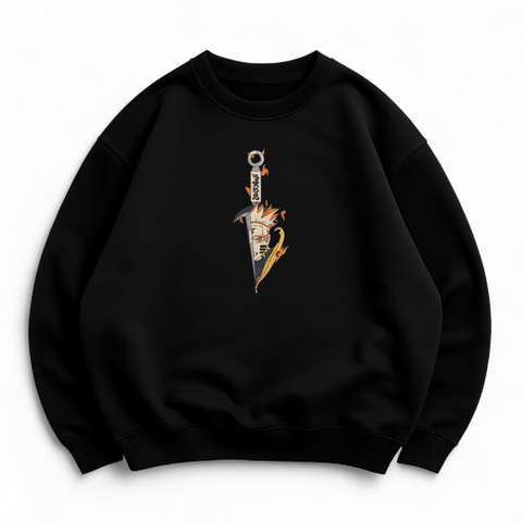 Naruto kunai oversize sweatshirt, Black, S (warm)