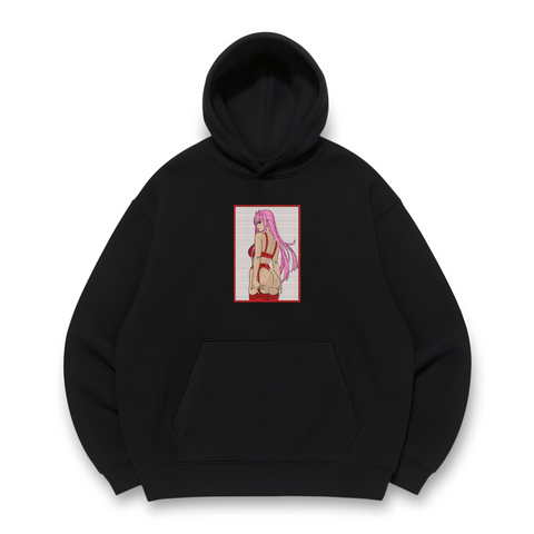 Zero two v2 oversize hoodie, Black, S (warm)